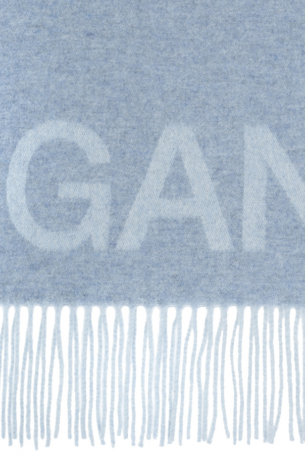 Light blue Scarf with logo Ganni - SchaferandweinerShops BF